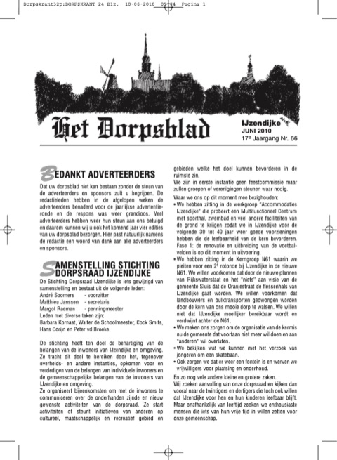 Voorpagina van Het Dorpsblad, juni 2010
