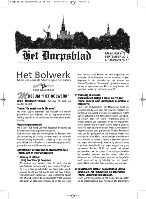 Voorpagina van Het Dorpsblad, september 2010