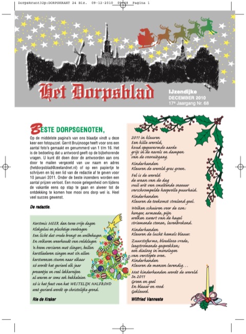 Voorpagina van Het Dorpsblad, december 2010