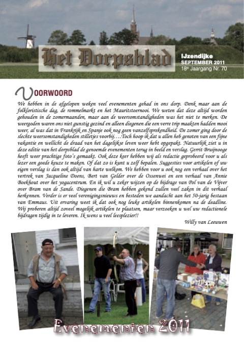 Voorpagina van Het Dorpsblad, september 2011