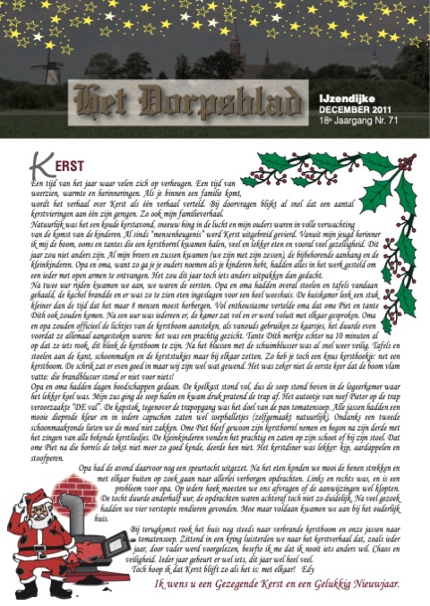 Voorpagina van Het Dorpsblad, december 2011