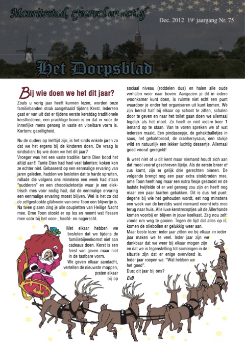 Voorpagina van Het Dorpsblad, december 2012