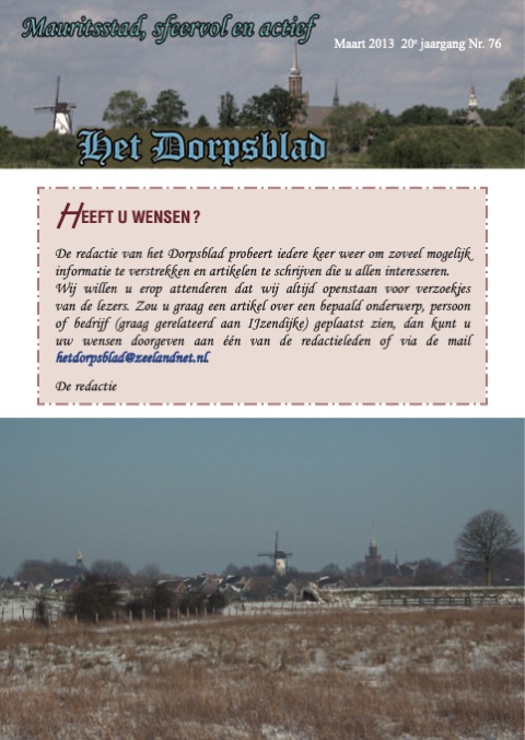 Voorpagina van Het Dorpsblad, maart 2013