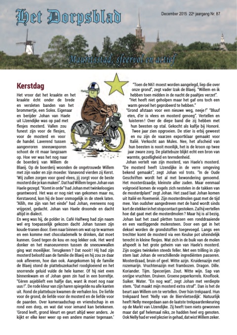 Voorpagina van Het Dorpsblad, december 2015