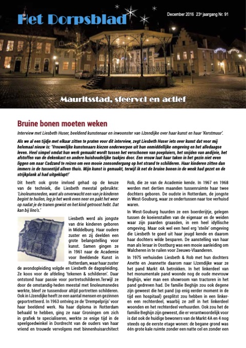 Voorpagina van Het Dorpsblad, december 2016