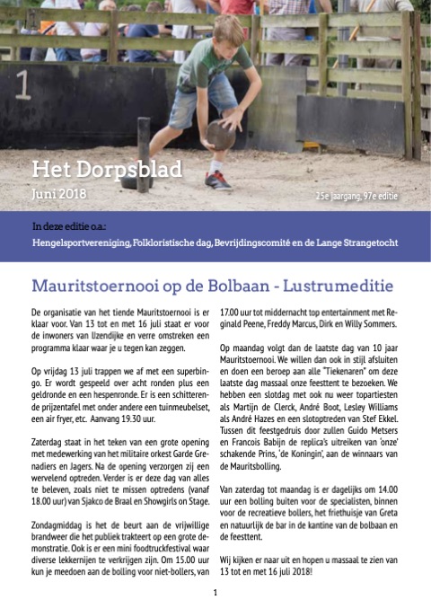 Voorpagina van Het Dorpsblad, juni 2018