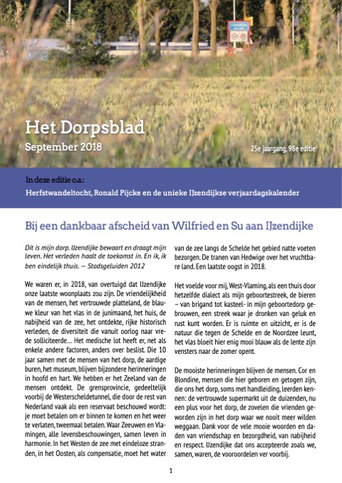 Voorpagina van Het Dorpsblad, september 2018
