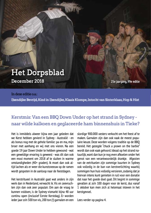 Voorpagina van Het Dorpsblad, december 2018