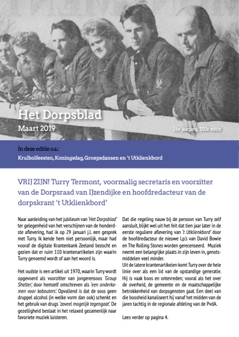 Voorpagina van Het Dorpsblad, maart 2019