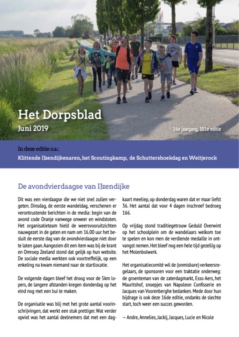 Voorpagina van Het Dorpsblad, juni 2019