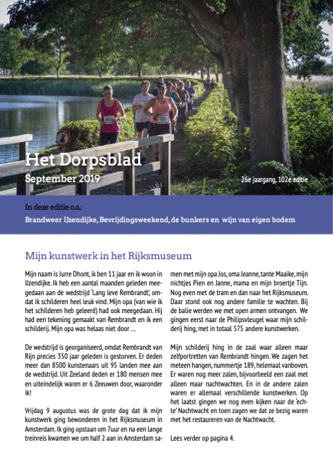 Voorpagina van Het Dorpsblad, september 2019