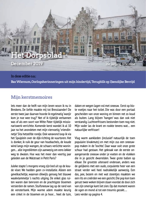 Voorpagina van Het Dorpsblad, december 2019
