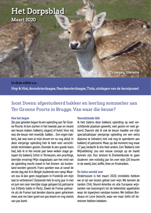 Voorpagina van Het Dorpsblad, maart 2020