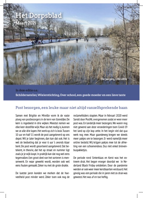 Voorpagina van Het Dorpsblad, maart 2021