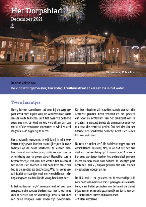 Voorpagina van Het Dorpsblad, december 2021