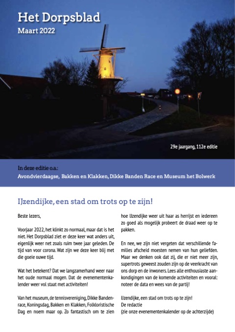 Voorpagina van Het Dorpsblad, maart 2022