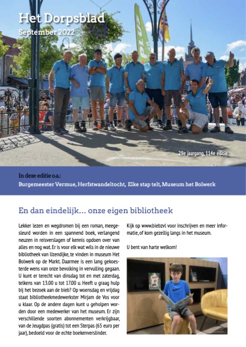 Voorpagina van Het Dorpsblad, september 2022