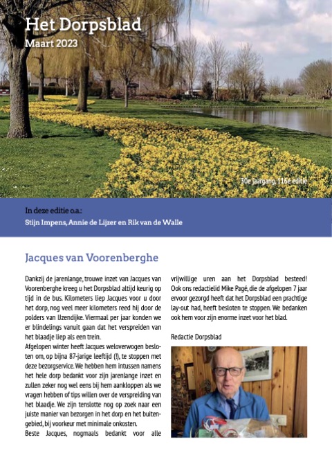 Voorpagina van Het Dorpsblad, maart 2023