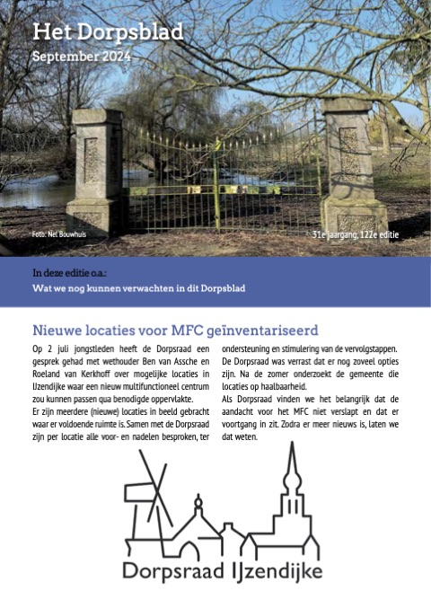 Voorpagina van Het Dorpsblad, september 2024