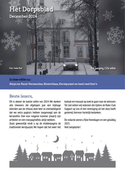 Voorpagina van Het Dorpsblad, december 2024