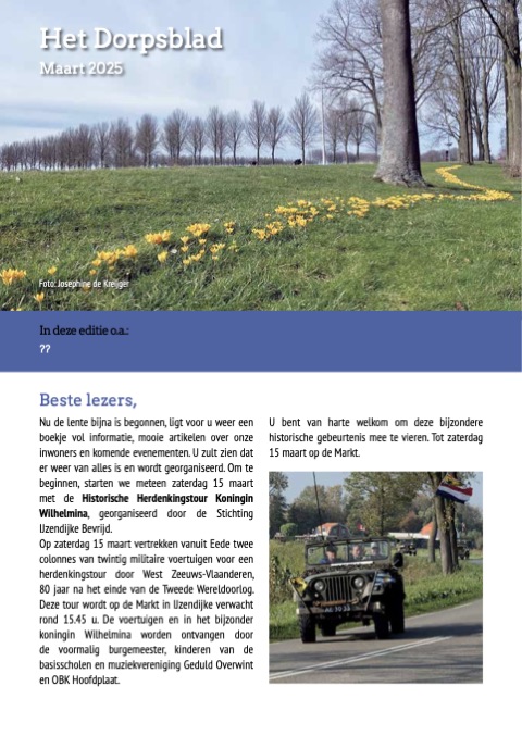 Voorpagina van Het Dorpsblad, maart 2025